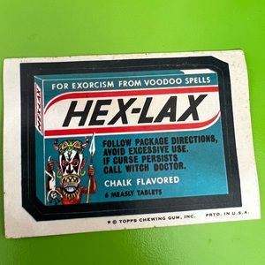 Topps chewing gum sticker HEX LAX ex laxative  advertising humor brand funny